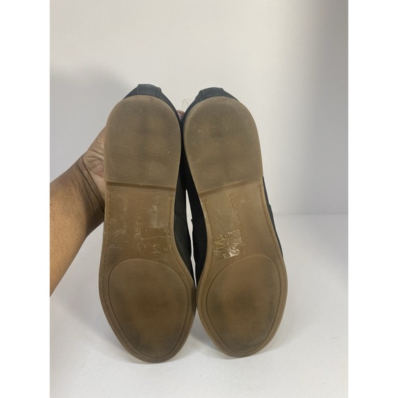 Lucky Brand Black Leather Flat Loafers Sz 6 - Picture 5 of 8